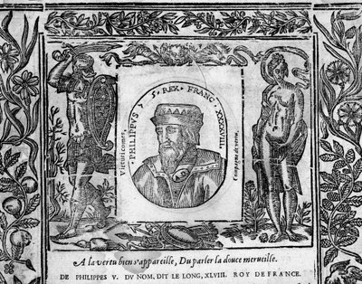 Philip V, The Long, muotokuva kaiverrettu medaljonkiin tekijältä French School