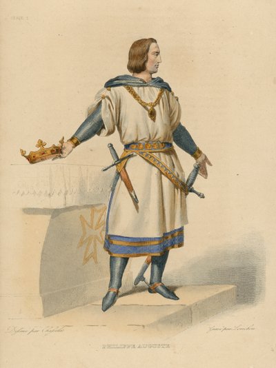 Philippe Auguste (värillinen kaiverrus) tekijältä French School