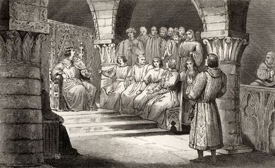 Philippe V (1293-1322) pitkä ja kenraalivaltiot hylkäävät Jeanne II:n väitteet Colartin "Histoire de Francesta", julkaistu noin 1840. tekijältä French School