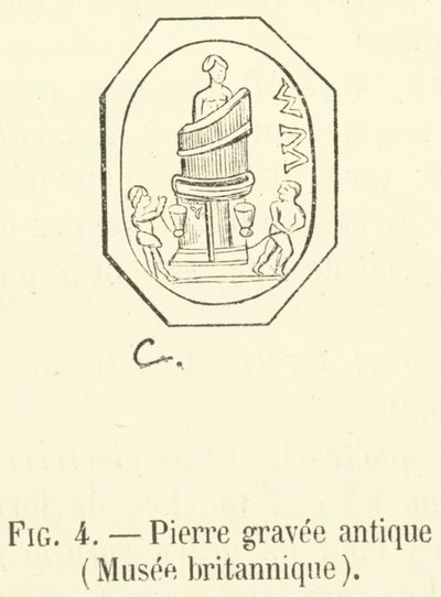 Muinainen hautakivi, British Museum (kaiverrus) tekijältä French School
