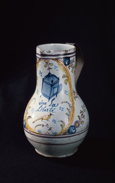 Kannu, jossa teksti Vive la Liberte, 1789 (keraaminen) tekijältä French School