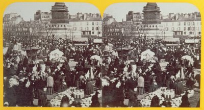 Place de la Bastille, kinkkumessut, Pariisi, stereoskooppinen näkymä, n. 1860 tekijältä French School