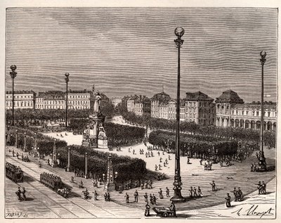 Place de la Republique Pariisissa - kaiverrus "La France illustree: maantiede, historia, hallintotilastot" V.A. Maltaanruskea. 1884 tekijältä French School