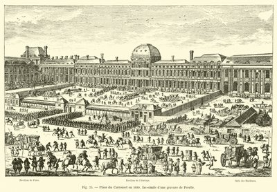 Place du Carrousel vuonna 1680, faksimile Perellen kaiverruksesta tekijältä French School