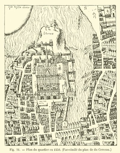 Piirin suunnitelma vuonna 1550, telekopio du Cerceaun suunnitelmasta tekijältä French School