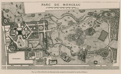 Parc de Monceaun suunnitelma (1718), jonka Carmontelle toteutti Due dOrleansia varten tekijältä French School