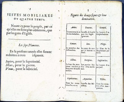 Planeettoja ja astrologisia merkkejä käsitellään humoristisesti – Jean Guerinin teoksessa ”Almanach pour le temps passe” tekijältä French School