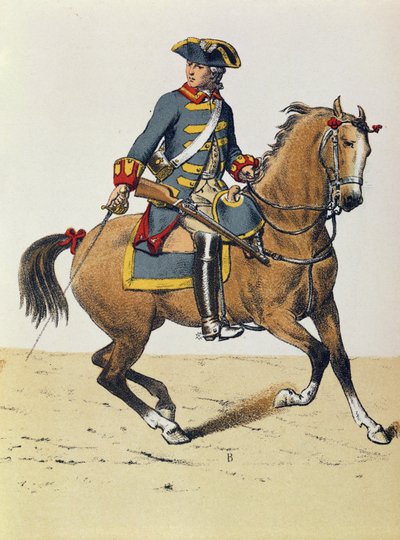 Poliisi n. 1750 hevosen selässä, 1800-luku (värikaiverrus) tekijältä French School