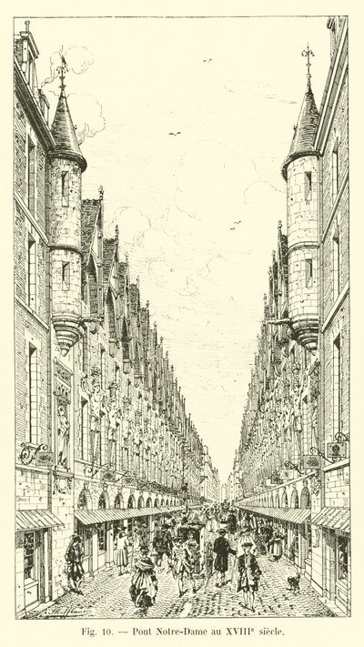 Notre-Damen silta 1700-luvulla tekijältä French School