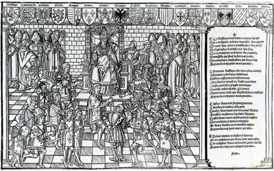 Paavi Urbanus II Clermontin kirkolliskokouksen puheenjohtajana vuonna 1095 tekijältä French School