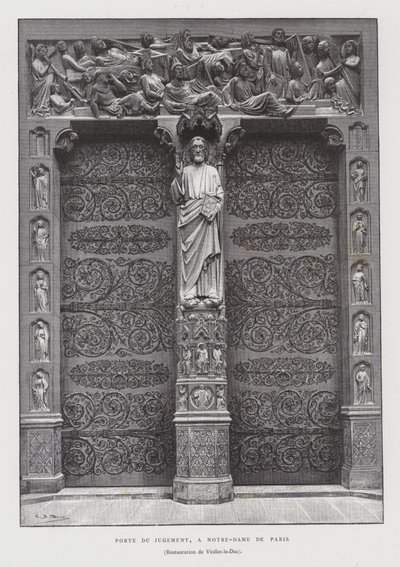 Viimeisen tuomion portaali, Notre Dame de Paris (litho) tekijältä French School