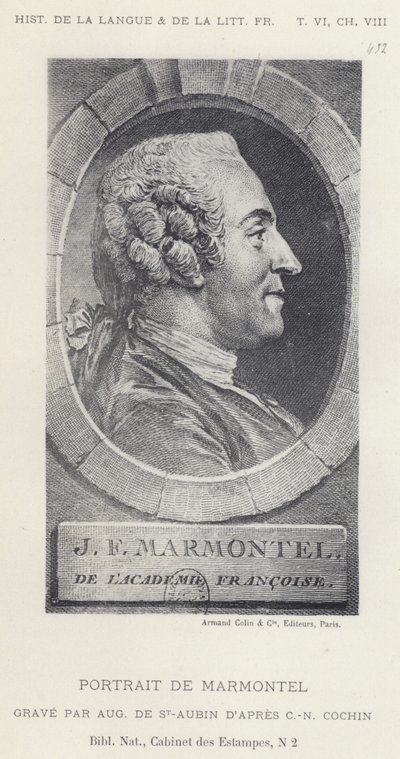 Marmontelin muotokuva (litho) tekijältä French School