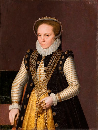 ""Anonyymin ranskalaisen aatelisnaisen muotokuva"" (Tuntemattoman ranskalaisen aatelisnaisen muotokuva) Ranskalaisen koulun maalaus 1560 - Öljy puulle Koko 35x27 cm Hallwylska Museet, Tukholma tekijältä French School