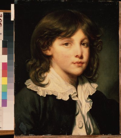 ""Pojan muotokuva"" (Pojan muotokuva) Nuori teini, jolla on pitkät hiukset. Ranskan koulumaalaus. 1700-luvun lopun Pushkin-museo, Moskova tekijältä French School