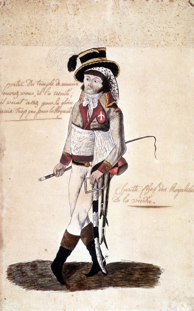 Täyspitkä muotokuva Francois Athanase (Francois-Athanase) de Charette de la Contriesta (1763-1796), Vendée - Dobrée -museon rojalistijohtaja, Nantes tekijältä French School