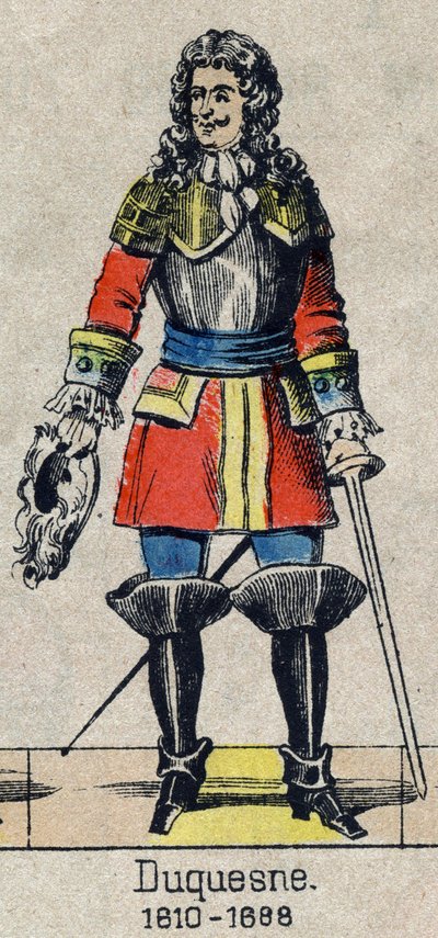 Muotokuva Abrahamista, Marquis Duquesne (1610 - 1688), ranskalainen Marin. Kuva Epinalista 1800-luvun lopulta. tekijältä French School