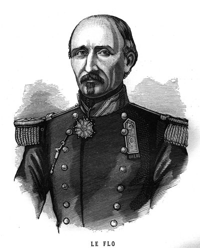 Muotokuva Adolphe Le Flosta (1804-1887), Ranskan Armeen kenraalista ja poliitikosta. Kaiverrus "Les Illustrations De L
