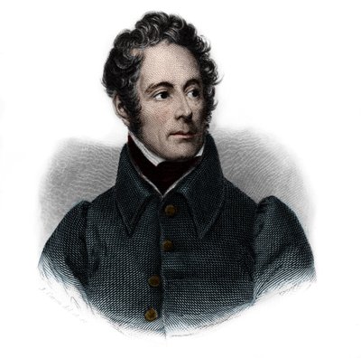 Muotokuva Alphonse de Lamartinen (1791-1869), ranskalainen kirjailija, runoilija ja poliitikko. Louis de Cormenin Timonin "" Book of Speakers -kirjassa". 1842. Yksityinen kokoelma. tekijältä French School