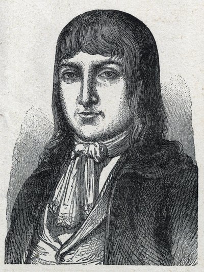 Muotokuva amatööri Jerome Le Bras des Forgesista, Boishardyn ritari (Bois hardy tai Bois-Hardy), Ranskan vallankumouksen keittiömestari chouan (1762-1795) Kaiverrus vuodelta 1889. Yksityinen kokoelma. tekijältä French School