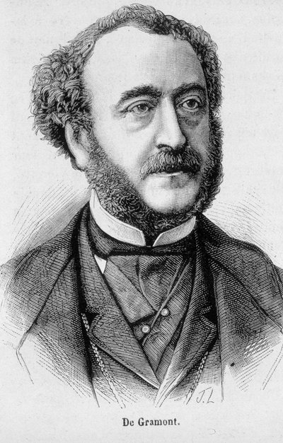 Antoine Agenorin, herttua De Gramontin, ranskalaisen diplomaatin ja poliitikon (1819 - 1880) muotokuva - Henri Martinin "Ranskan historiassa" tekijältä French School