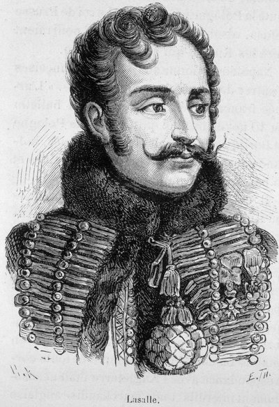 Muotokuva Antoine Charles Louisista, Lasallen kreivi, ranskalainen kenraali (1777 - 1809), kuoli Wagramin taistelussa - Henri Martinin "" L