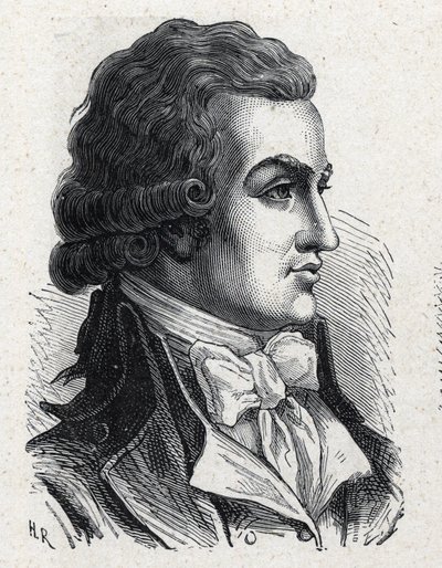 Antoine Pierre Joseph Marie Barnaven (1761-1793) muotokuva ranskalaisesta poliitikosta. Kaiverrus vuodelta 1889. Yksityinen kokoelma. tekijältä French School