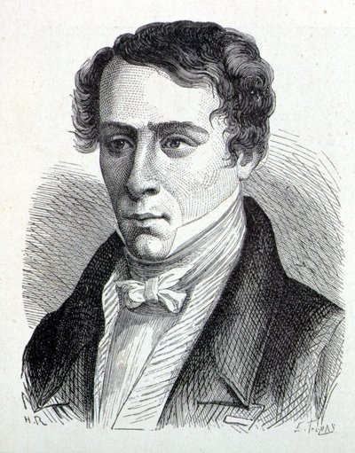 Augustin Fresnelin (1788-1827), ranskalaisen fyysikon muotokuva - "" Album of Science -lehdessä; maineikkaat tiedemiehet; Suuria löytöjä””” 1896. tekijältä French School