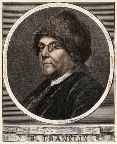 BENJAMIN FRANKLININ (1706-1790) muotokuva amerikkalainen kirjailija, kustantaja, tiedemies, keksijä, valtiomies ja diplomaatti - Benjamin Franklinin (1706-1790), yhdysvaltalaisen fyysikon, filosofin ja poliitikon muotokuva - Kaiverrus "" Tiedeiden ulottuvi tekijältä French School