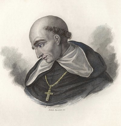 Bartolome de Las Casasin (1472-1566), espanjalaisen dominikaaniveljeksen ja Chiapasin eveekin muotokuva. teoksessa "Hyödyllisten miesten muotokuvia". tekijältä French School