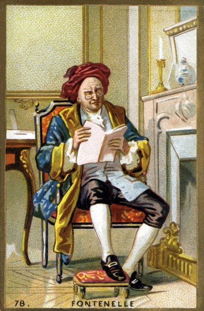 Fontenellen (1657-1757) muotokuva Bernard Le Bouyerista (Le Bovier). 1800-luvun lopun kromolitografia. tekijältä French School