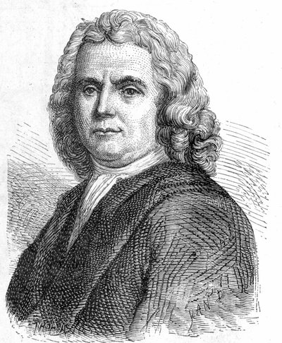 Boerhaave Hermannin (1668 - 1738), hollantilaisen lääkärin ja kemistin (iatromekanismin kannattaja) muotokuva - "" Tiedealbumissa; maineikkaat tiedemiehet; Suuria löytöjä””” 1896. tekijältä French School