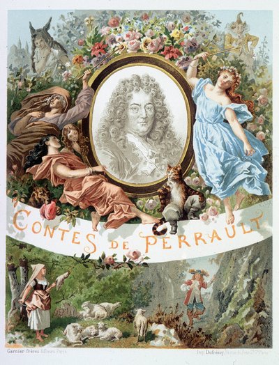 Charles Perraultin muotokuva - "" Tales de Perrault -elokuvan etuosa" tekijältä French School