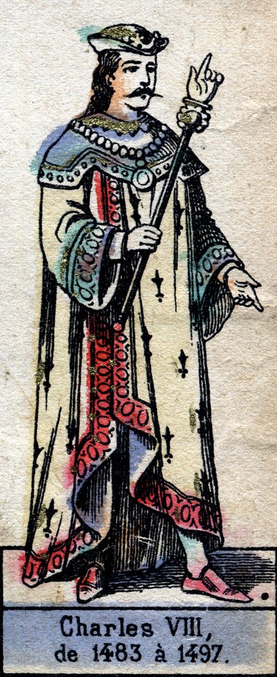 Muotokuva Kaarle VIII:sta Ranskasta tai Kaarle VIII Hyvästä (1470-1498) (Kapetsialaisten dynastia). Kuvitus 1800-luvun lopulla. tekijältä French School