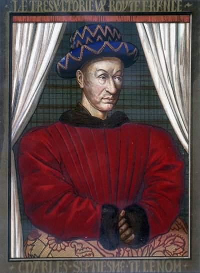 Kaarle VII:n (1403 - 1461), Ranskan kuninkaan muotokuva. tekijältä French School