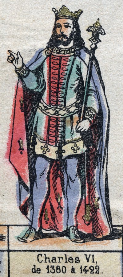 Kaarle VI:n muotokuva Ranskasta, joka tunnetaan nimellä Charles the Good Aime (1368-1422) (Kapetsialaisten dynastia). Kuvitus 1800-luvun lopulla. tekijältä French School