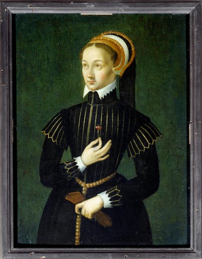 Claude de Francen (1499-1524) muotokuva Ranskan kuningattaresta ja Francois I:n vaimosta. Nimetön maalaus 1500-luvulta. Aurinko 0,28x0,21 m Chantilly, museo Conde tekijältä French School