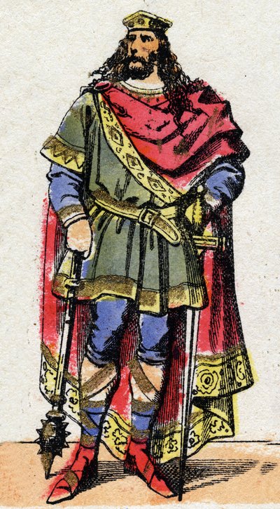 Klovis I:n (jaeet 466 - 511), frankkien kuninkaan muotokuva. tekijältä French School