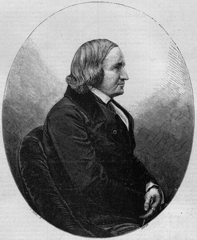 Muotokuva kreivi Alfred de Vignystä (1797-1863), ranskalaisesta kirjailijasta ja runoilijasta. Kaiverrus "" Le Monde Illustré" -julkaisussa nro 36, 19. joulukuuta 1857. tekijältä French School