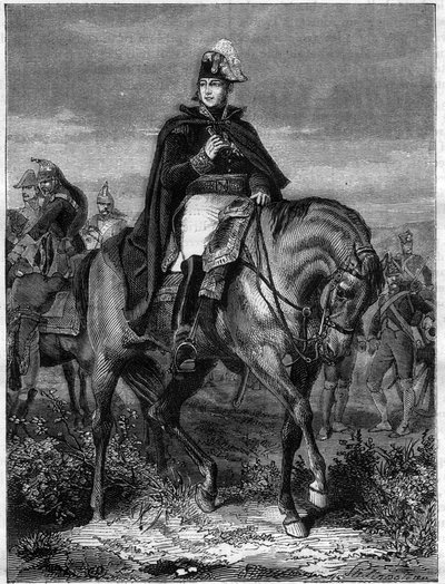 Edouard Adolphe Casimir Joseph Mortierin muotokuva, Trevison herttua (1768-1835), Ranskan marsalkka - Adolphe Thiersin teoksessa "Imperiumin historia konsulaatin historiaa seuranneesta" - 1879 - yksityinen kokoelma tekijältä French School