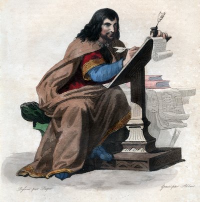 Muotokuva Einhardista (Eginhard, Einhart, Einard, Einhard) (775-840), frankkilaistutkijasta ja hoviherrasta. tekijältä French School