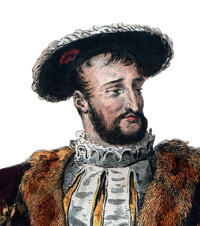 Ranskan kuninkaan Francis I:n (1494-1537) muotokuva. tekijältä French School