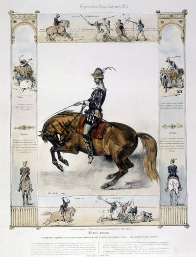 Frédéric Grisonin muotokuva Charles Aubryn teoksessa "Picturesque history of ancient and modern riding". tekijältä French School