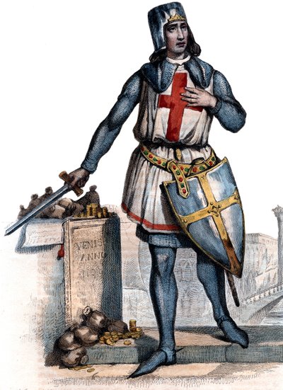 Geoffrey of Villehardouin (1150-1228), ranskalaisen historioitsijan ja ritarin muotokuva. tekijältä French School