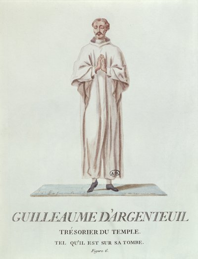 Temppelin rahastonhoitajan Guillaume dArgenteuilin muotokuva hänen haudassaan, 1786 (wc paperilla) tekijältä French School