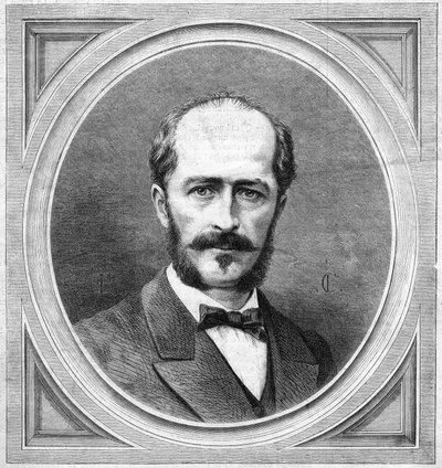 Gustave Lambertin (1824-1871), ranskalaisen hydrografin ja tutkimusmatkailijan, pohjoisnavalla tutkimusmatkan kirjoittajan, muotokuva. Kaiverrus "" Le Monde Illustré" -julkaisussa nro 771, 20. tammikuuta tekijältä French School