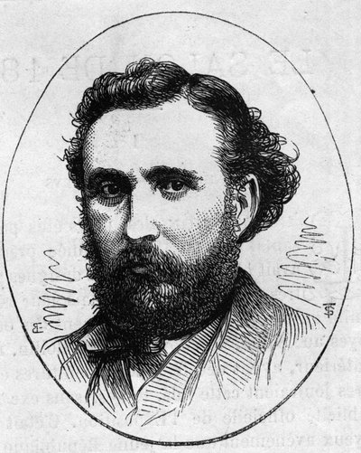 Muotokuva Henri Chapusta (1833-1891), ranskalaisesta kuvanveistäjästä. Kaiverrus "" Le Monde Illustré" -julkaisussa nro 890, 2. toukokuuta 1874. tekijältä French School