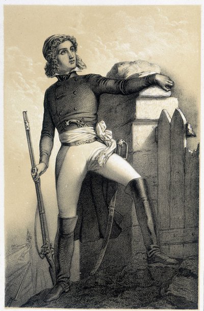 La Rochejaqueleinin (tai Verger de La Rochejacqueleinin) kreivin Henri du Vergierin (1772-1794) muotokuva - Albert Maurinin teoksessa "Galerie historique de la Revolution francaise" tekijältä French School