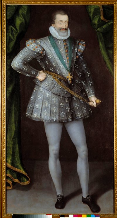 Henry IV:n Ranskan kuninkaan (1553-1610) muotokuva anonyymi maalaus 1600-luvulta. Grenoble, Musee Des Beaux Arts. - Henry IV:n, Ranskan kuninkaan (1553-1610) muotokuva. Anonyymi maalaus 1600-luvulta. Beaux-Arts Museum, Grenoble, Ranska tekijältä French School