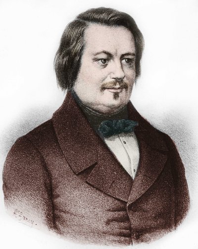 Ranskalaisen kirjailijan Honore de Balzacin (1799-1850) muotokuva. tekijältä French School