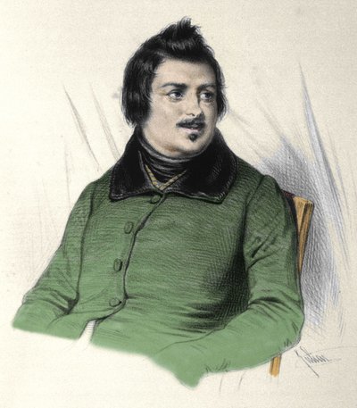 Ranskalaisen kirjailijan Honore de Balzacin (1799-1850) muotokuva. tekijältä French School